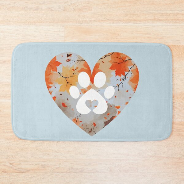 Item preview, Autumn leaves heart and paw within a heart (sky blue) designed and sold by Doodles Down South.