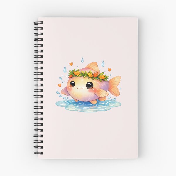 Item preview, Cute Round Fish in Autumn Leaf Wreath - Kawaii Sea Life designed and sold by DariaCraft.