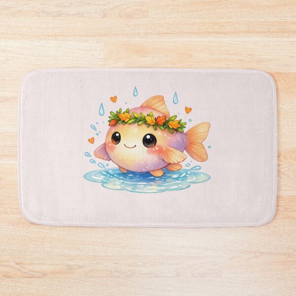 Item preview, Cute Round Fish in Autumn Leaf Wreath - Kawaii Sea Life designed and sold by DariaCraft.