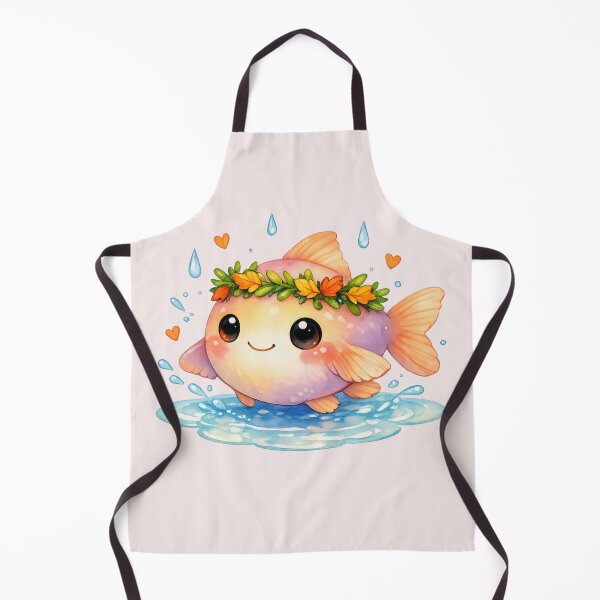 Item preview, Cute Round Fish in Autumn Leaf Wreath - Kawaii Sea Life designed and sold by DariaCraft.
