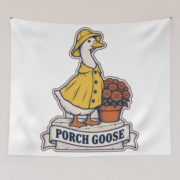 Item preview, Porch Goose in Rain Slicker | Funny Concrete Lawn Goose Outfit Midwest Decor designed and sold by StickyGuys.