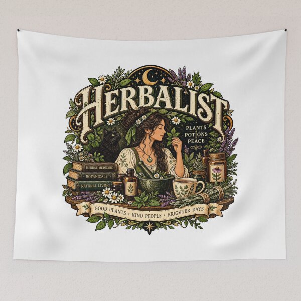 Item preview, Vintage Herbalist Plants Potions Peace designed and sold by MysticCanvasAi.