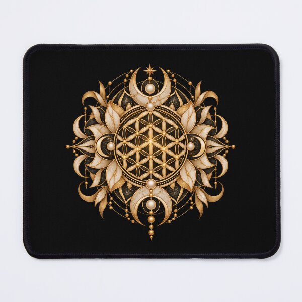 Item preview, Boho Celestial Flower of Life Gold Mandala Art designed and sold by BohoMysticArt.