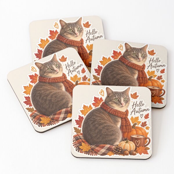 Item preview, Hello Autumn - Cute Cat designed and sold by digiscapeart.