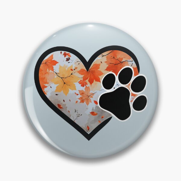 Item preview, Autumn leaves heart with paw print (sky blue) designed and sold by Doodles Down South.