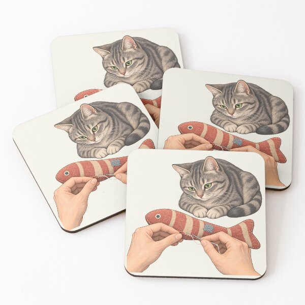 Item preview, Visible Mending Tabby Cat Fish Toy Art designed and sold by MythicCotton.
