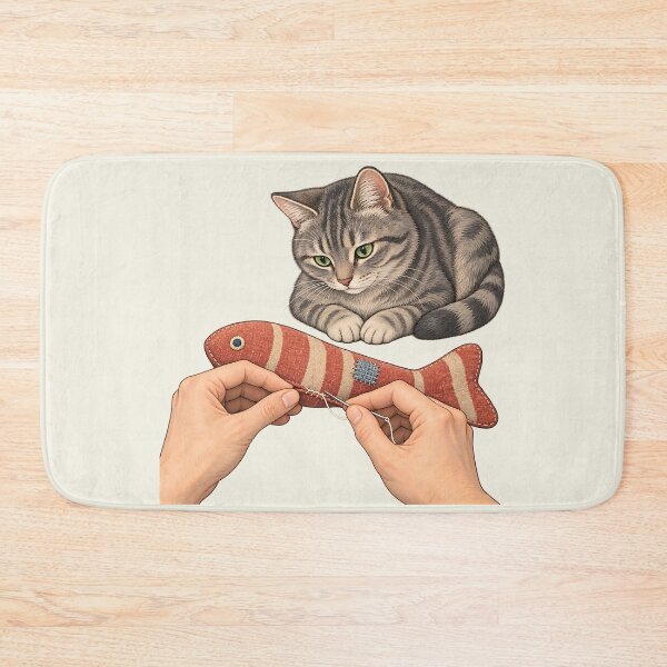 Item preview, Visible Mending Tabby Cat Fish Toy Art designed and sold by MythicCotton.