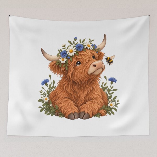 Item preview, Highland Cow Wildflower Crown designed and sold by EpicwaveDesigns.
