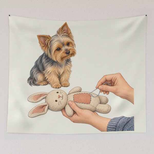 Item preview, Visible Mending Yorkie Dog Toy Patchwork Art designed and sold by MythicCotton.