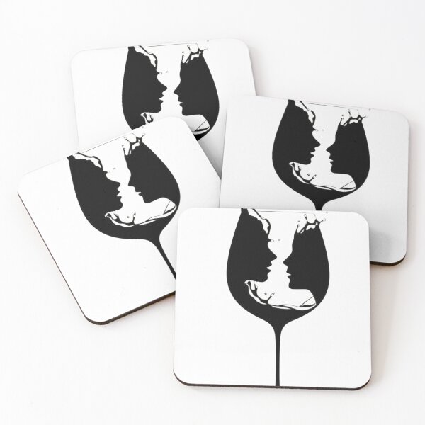 Item preview, Romantic Wine Glass Illusion - Minimalist Couple Faces Silhouette designed and sold by AJGHOUGHART.