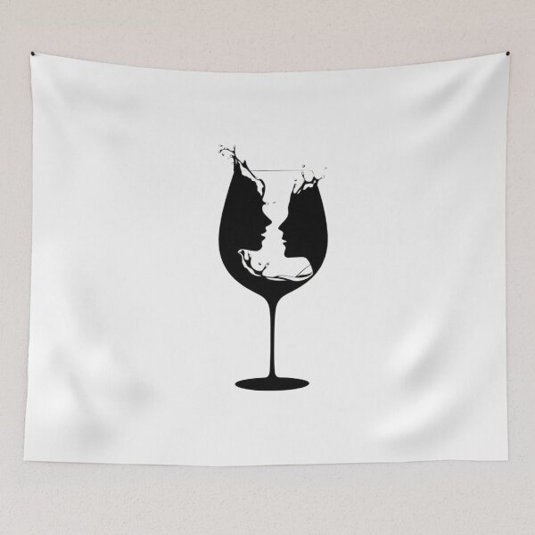 Item preview, Romantic Wine Glass Illusion - Minimalist Couple Faces Silhouette designed and sold by AJGHOUGHART.
