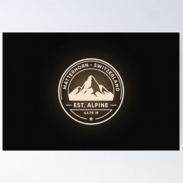 Item preview, Vintage Circular Badge Matterhorn Switzerland Mountain Crest Vector designed and sold by Shutter-Dragon.