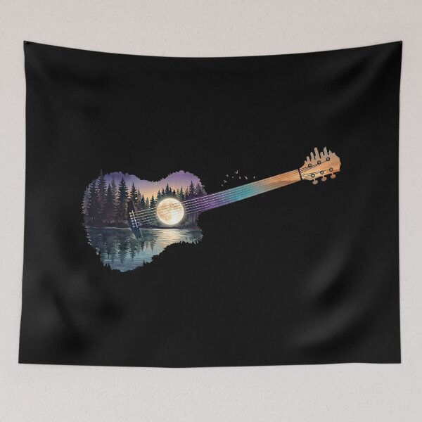 Item preview, Acoustic Guitar Forest Landscape - Sunset Nature Artwork designed and sold by DuckOddity.