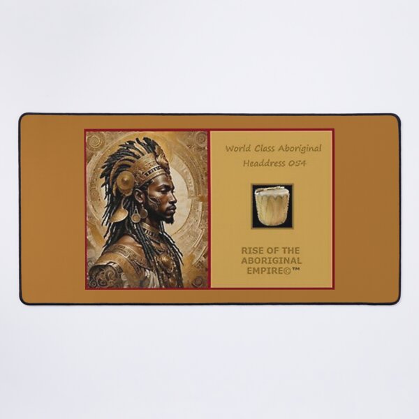 Item preview, Mu’ur (UM) Empire™ al-Benhadiel©™, World Class Aboriginal Headdress 054, dark mustard background designed and sold by HardyKnitDesign.