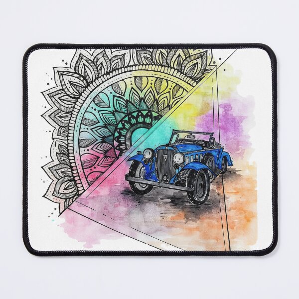 Item preview, Vintage Blue Roadster Mandala Watercolor Art designed and sold by Zenith-Co.
