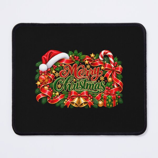 Item preview, Christmas Ribbon Frame with Santa Hat and Ornaments designed and sold by annenambiro.