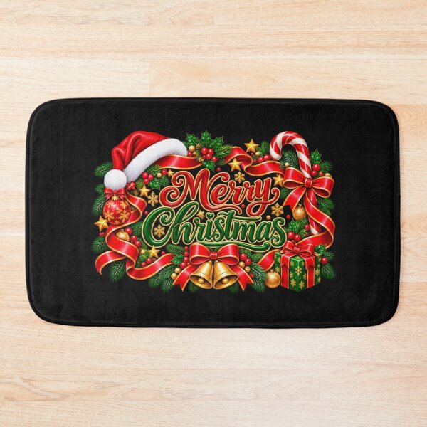 Item preview, Christmas Ribbon Frame with Santa Hat and Ornaments designed and sold by annenambiro.