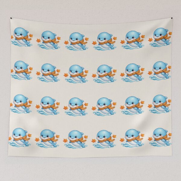 Item preview, Dolphin Jumping in Autumn Scarf - Fall Sea Life designed and sold by DariaCraft.