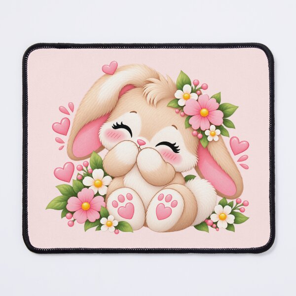 Item preview, Shy Bunny Cute Floral Kawaii Rabbit Pastel Sticker designed and sold by StickyDelights.