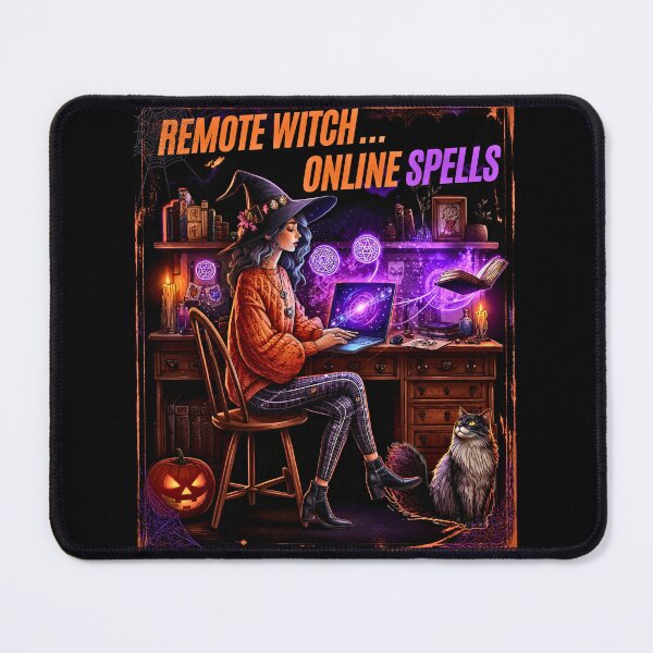 Item preview, Remote Witch Online Spells - Cozy Halloween Home Office Illustration designed and sold by ChicDesk.