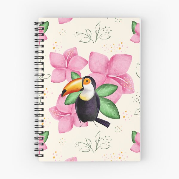 Item preview, Watercolor Toucan and Pink Tropical Flowers designed and sold by DigiBlossom.