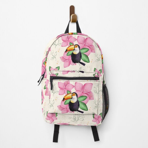 Item preview, Watercolor Toucan and Pink Tropical Flowers designed and sold by DigiBlossom.