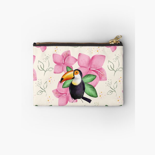 Item preview, Watercolor Toucan and Pink Tropical Flowers designed and sold by DigiBlossom.