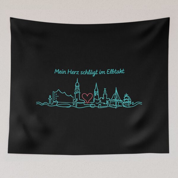 Item preview, Hamburg Skyline One Line Art – Heart in the rhythm of the Elbe designed and sold by Pineapple-Tree.