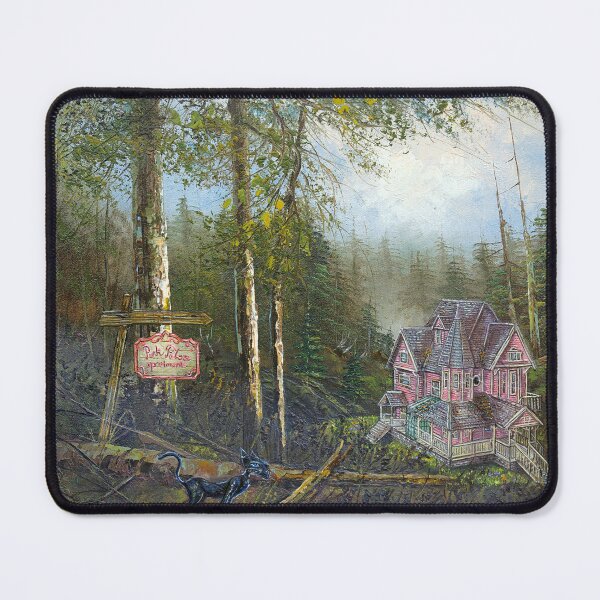 Item preview, Coraline's Pink Palace Apartments - Black Cat Art Print designed and sold by DarceyFloArt.