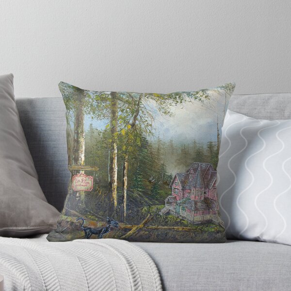 Item preview, Coraline's Pink Palace Apartments - Black Cat Art Print designed and sold by DarceyFloArt.