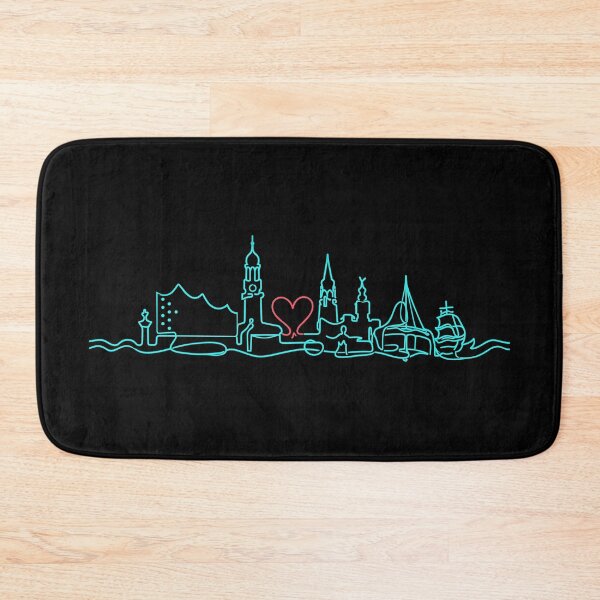 Artikelvorschau, Hamburg Skyline One Line Art mit Herz entworfen und verkauft von Pineapple-Tree.