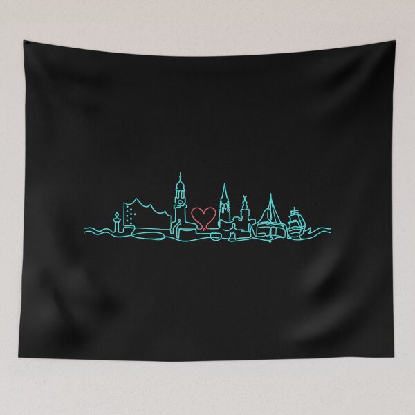 Item preview, Hamburg Skyline One Line Art with Heart designed and sold by Pineapple-Tree.