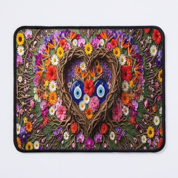 Item preview, Evil Eye Floral Heart - Botanical Amulet Talisman Art designed and sold by Breezes-of-Ida.