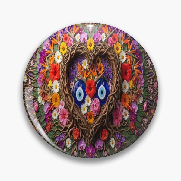 Item preview, Evil Eye Floral Heart - Botanical Amulet Talisman Art designed and sold by Breezes-of-Ida.