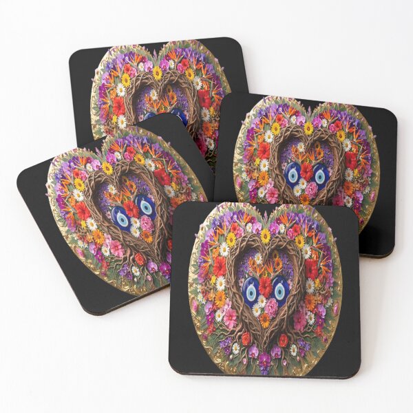 Item preview, Evil Eye Floral Heart - Botanical Amulet Talisman Art designed and sold by Breezes-of-Ida.