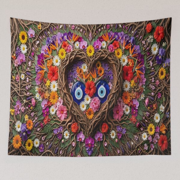 Item preview, Evil Eye Floral Heart - Botanical Amulet Talisman Art designed and sold by Breezes-of-Ida.