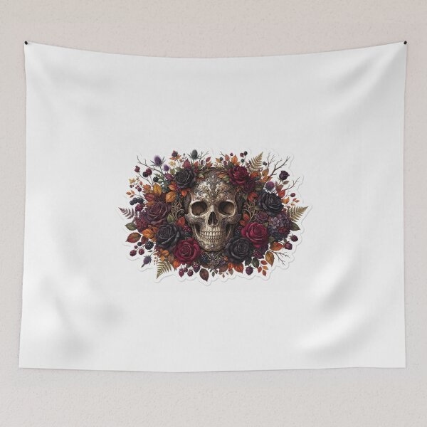 Item preview, The Eternal Garden — Gothic Skull Floral Halloween Sticker designed and sold by AbbasSaqib.