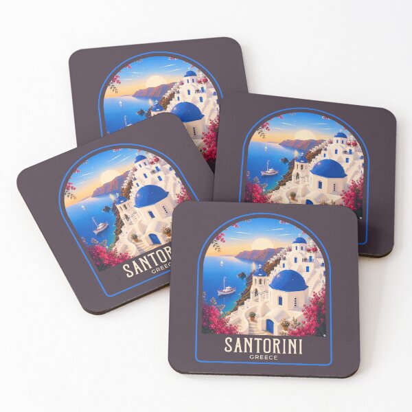 Item preview, Santorini Vintage Travel Illustration designed and sold by HomeLivingCo.