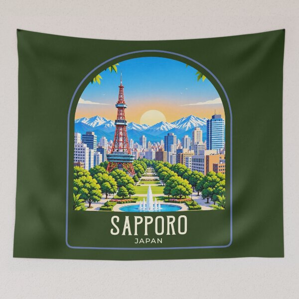 Artikelvorschau, Vintage-Reiseillustration aus Sapporo entworfen und verkauft von HomeLivingCo.