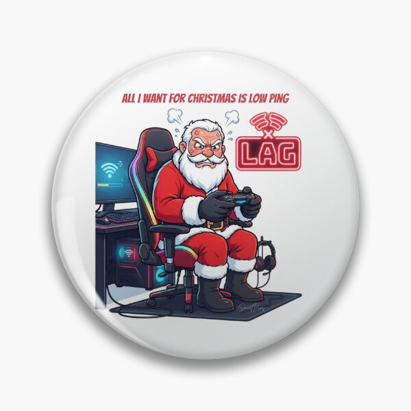 Item preview, All I Want For Christmas Is Low Ping Funny Gamer Santa Claus designed and sold by SmartPuns.