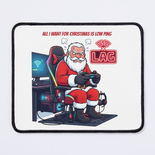 Item preview, All I Want For Christmas Is Low Ping Funny Gamer Santa Claus designed and sold by SmartPuns.