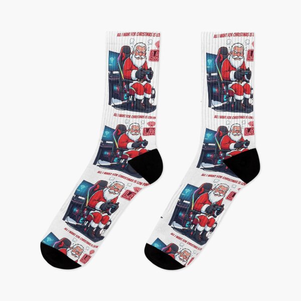 Item preview, All I Want For Christmas Is Low Ping Funny Gamer Santa Claus designed and sold by SmartPuns.
