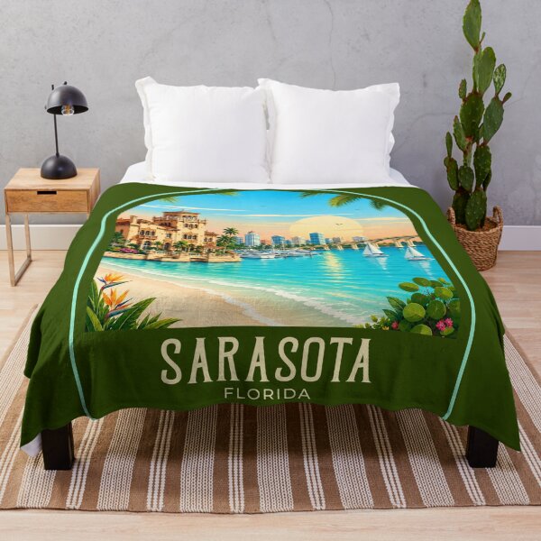 Item preview, Sarasota Vintage Travel Illustration designed and sold by HomeLivingCo.