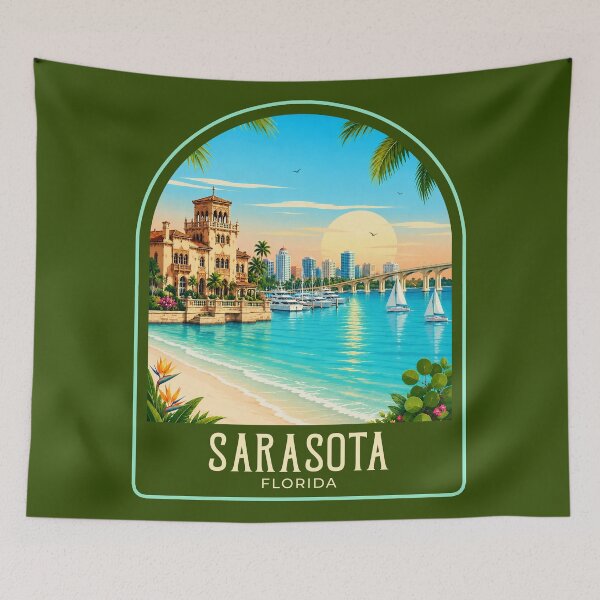 Artikelvorschau, Sarasota Vintage Reiseillustration entworfen und verkauft von HomeLivingCo.