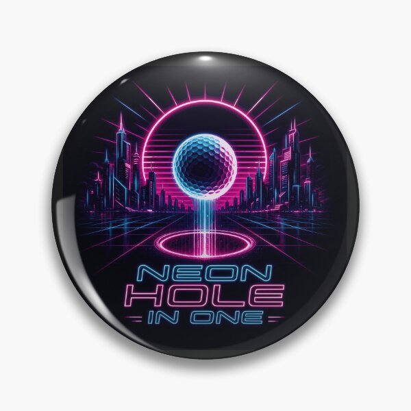 Item preview, Neon Hole In One Cyberpunk Golf - Mens Futuristic Sports Gift - Glowing Ball Synthwave Art designed and sold by BelievingCreates.