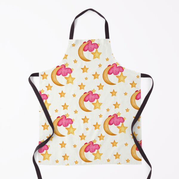 Item preview, Watercolor Golden Moon and Pink Stars Pattern designed and sold by DigiBlossom.