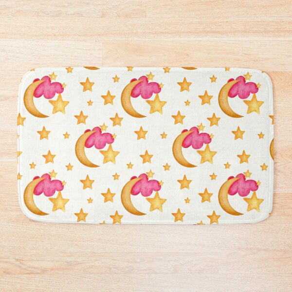 Item preview, Watercolor Golden Moon and Pink Stars Pattern designed and sold by DigiBlossom.