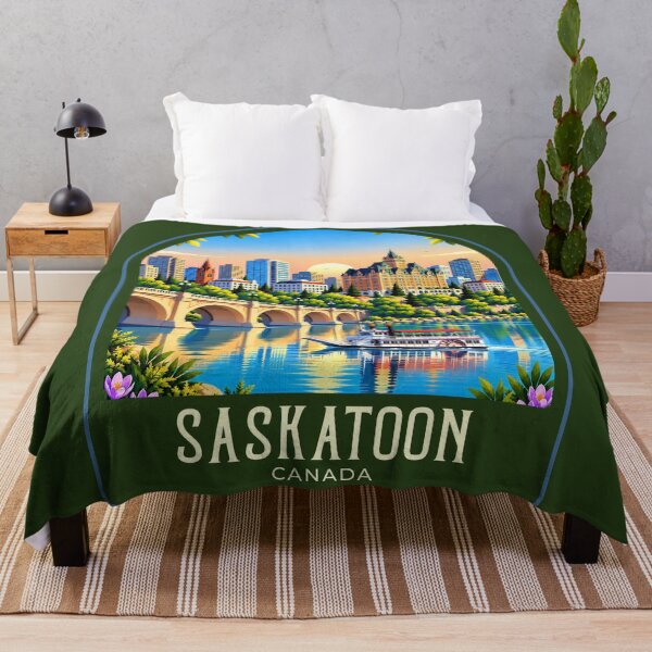 Item preview, Saskatoon Vintage Travel Illustration designed and sold by HomeLivingCo.
