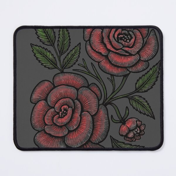 Item preview, Black tattoo roses hand drawn graphic designed and sold by MeadowsAndInk.
