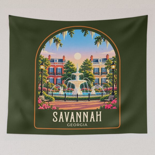 Artikelvorschau, Vintage-Reiseillustration aus Savannah entworfen und verkauft von HomeLivingCo.